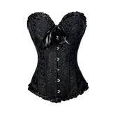 BurVogue Women’s Lace-Up Floral Boned Corset Overbust Body Shaper - Himpall
